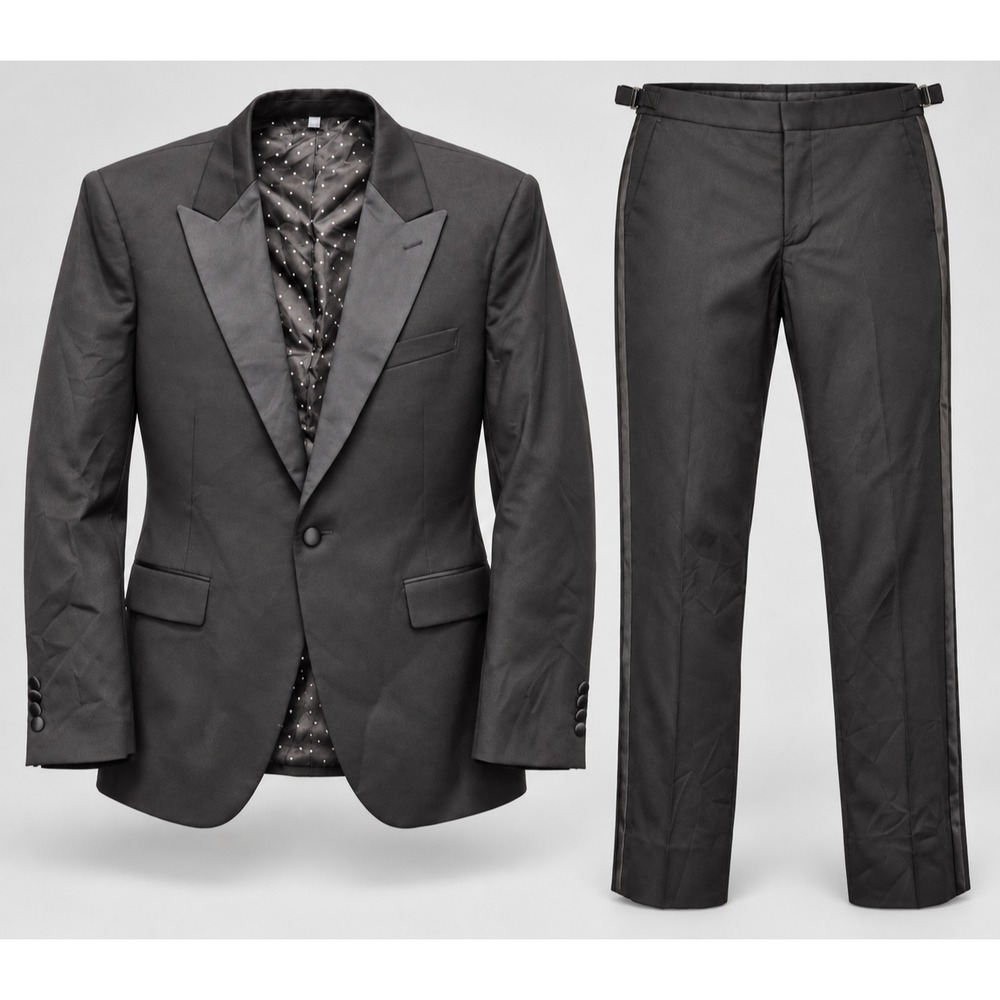 Bonobos Tuxedo Suit Mens 40R Black Wool Peak Lapel Wedding Black Tie Formal 2 Pc